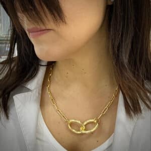 collana donna a catena con centrali ovali in argento 925 dorato